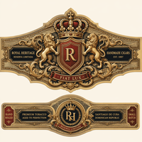Étiquettes de cigares en papier écologique de haute qualité, personnalisées, gaufrées à l'or, découpées sur mesure, finition texturée de luxe