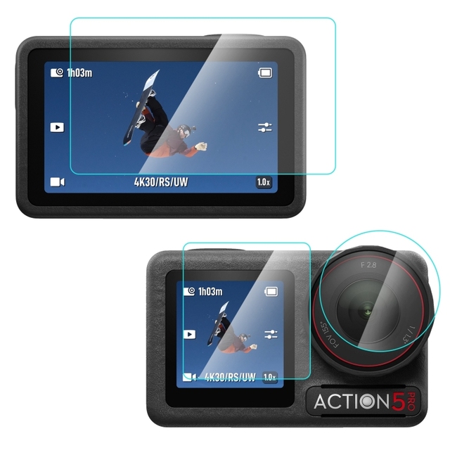 For DJI Osmo Action 5 Pro PULUZ 3-in-1 Lens Front and Back Tempered Glass Film Screen Protector