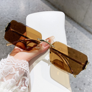 Frameless <b>Square</b> <b>Sunglasses</b> Metal Gold UV400 Men Type 3 Sunshades - Product Image 1
