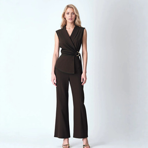 Mono sin mangas con diseño de empalmes para mujer, estilo oficina, conjunto de una pieza - Product Image 4