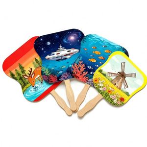 Promotion Company Activity Gift Custom Double Sided Full Color Logo Printed Wooden Handle Paper Fan Sublimation Churchfan Fan - Product Image 1