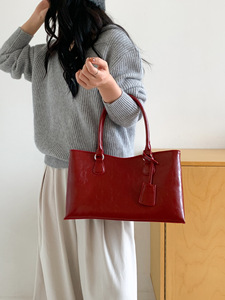 Large-capacity Women's National Style Durable PU Material Shoulder <b>Bag</b> Black Handbag Versatile Practical Tote <b>Bag</b> Elegant Design - Product Image 6