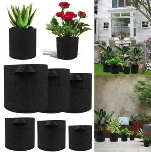 Sac de plantation et de culture de légumes en tissu non tissé respirant et biodégradable, noir, avec poignées, pour le jardinage transfrontalier - Product Image 4