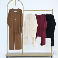 Abaya musulmane de grande taille pour femmes, costume d'automne, pull ample, pantalon tricoté, ensemble de deux pièces, vêtements de mode pour femmes, vente en gros en usine
