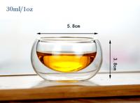 Tasse à thé en verre à double paroi personnalisée en borosilicate de haute qualité, petite, 30 ml