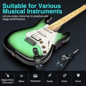 Lekato <b>Wireless</b> Guitar System WS-80 Transmitter <b>Receiver</b> 2.4GHz Rechargeable Audio for Guitar - Product Image 4