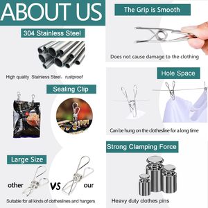 304 paslanmaz çelik Metal giysi mandal çanta resim gıda klipler askı klipler için giyim dayanıklı ve Rustproof - Product Image 3