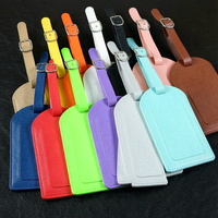 Étiquette de bagage en cuir PU personnalisée avec logo, porte-adresse multicolore pour accessoires de voyage