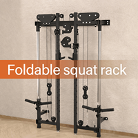 Machine de musculation pliable murale en acier au carbone avec câble croisé, capacité 400 kg, rack de puissance et support de squat pour entraînement de force à domicile