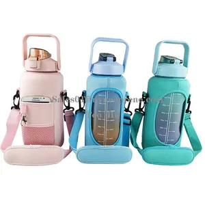 定制花式颜色64盎司儿童婴儿水瓶吊带袋绝缘氯丁橡胶瓶支架徒步野营用套筒