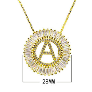 Collier ajustable en laiton plaqué or pour femmes, chaîne en zircon, bijoux chanteur tennis, lettre initiale pendentif, vente en gros, - Product Image 1