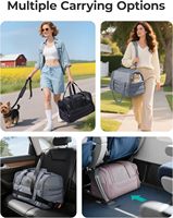 Sac de transport pliable pour animaux de compagnie, rose, respirant, avec coussin