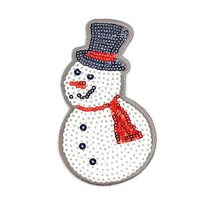 Suministro de fábrica Muñeco de nieve PVC Lona plástica Lentejuelas Parche para planchar para ropa temática de invierno - Product Image 3