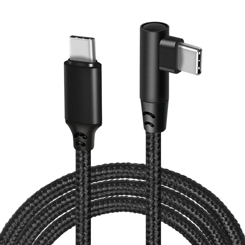 Cable USB tipo c PD de carga rápida, trenza de nailon, 90 grados, ángulo recto, para carga de juego de teléfono inteligente, nueva tendencia, 2021