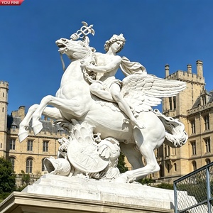 YOUFINE Estatua de Caballo y Hombre a Tamaño Real Tallada a Mano en Mármol Blanco, Escultura Personalizada de Jinete Romano para Decoración de Jardín o Palacio - Product Image 6