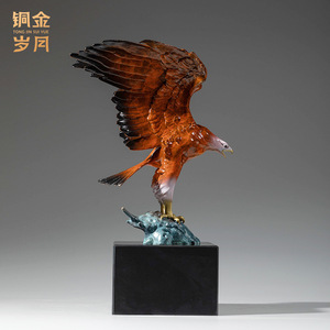 Talleres de Arte en Cobre, Escultura de Águila en Cobre, Decoración de Animales Metálicos, Regalo para Escritorio de Oficina, Promoción Empresarial, Diseño Moderno - Product Image 3