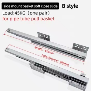 Modern Three-Section Guide Kitchen <b>Drawer</b> <b>Slides</b> Steel Tube Pull Basket Damping Track Blue <b>Slide</b> Rail Thickened Buffer Side - Product Image 4