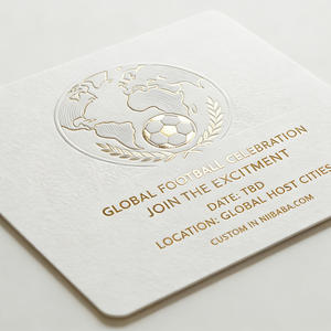 Invitación de Papel para Eventos Deportivos de Fútbol, con Textura en Relieve de Lujo, Impresión Personalizada, Estampado en Lámina Dorada, Tarjeta de Felicitación - Product Image 1