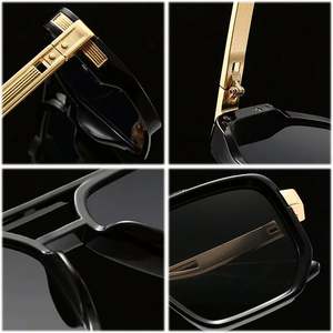 Gafas de Sol Cuadradas con Logotipo Personalizado, Estilo Vintage, Montura Grande, Punk, UV400, Doble Puente, Remaches, para Hombre y Mujer - Product Image 5