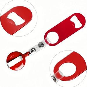Décapsuleur rétractable personnalisé avec logo, ouvre-bouteille plat pour barman avec porte-badge rond et clips pour cuisine, restaurant, bar - Product Image 4