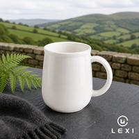 Mug ventru en céramique blanc mat moderne de 400 ml avec impression de croquis de tête de cerf, logo personnalisé, OEM, vente en gros pour café et thé à domicile
