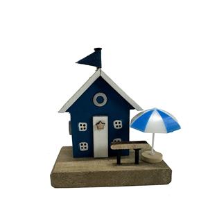 Woonkamer Strand Blauw Zee <span class=keywords><strong>Design</strong></span> Drijfhout 3d Huisvorm Hout Ambachtelijke Blok Houten Decoratie Ornamenten Met Zonnescherm - Product Image 2