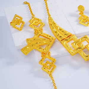 Ensemble de bijoux de mode, collier, bracelet, boucles d'oreilles, bagues, plaqué or, Dubai, bijoux de mariée pour femmes, bijoux africains - Product Image 6