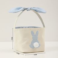 Paniers de Pâques en toile avec poignée, paniers cadeaux pour la chasse aux œufs de Pâques, en gros pour enfants, seau de rangement mignon avec oreilles de lapin et rayures