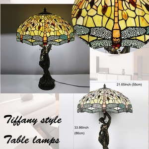 LongHuiJing American Pastoral Tiffany Bedroom <b>Bedside</b> Lamp Decorative <b>Table</b> Lamp European Mediterranean Warm Living Room Lamps - Product Image 4