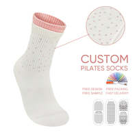 Chaussettes de Pilates brodées en jacquard avec logo, antidérapantes, personnalisées avec strass et paillettes