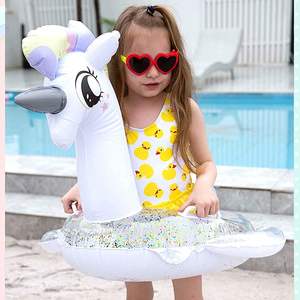 Flotador Inflable de PVC con Asiento de Seguridad para Niños, Diseño de Unicornio Brillante - Product Image 3