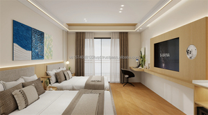 Juego de Muebles de Dormitorio Modernos Personalizables para Hotel de 3 Estrellas, Cama de Madera con Mesita de Noche, Armario y Escritorio para TV Incluidos para Habitación Completa - Product Image 6