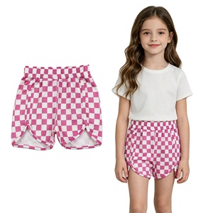 Pantalones Cortos Deportivos Casuales con Estampado a Cuadros para Niñas Pequeñas RTS, Nuevo Diseño, Ropa de Yoga para Niños - Product Image 1