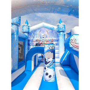 Château gonflable personnalisé Elsa bleu glace pour fête, château gonflable princesse avec toboggan intérieur - Product Image 5