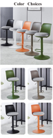 Tabouret de bar simple en plastique, réglable en hauteur, pivotant, avec coussin, pour salon, cuisine, restaurant, tabouret haut