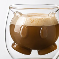 Gobelet à eau, café, yaourt, lait personnalisé avec logo, 200 ml, bouteille créative de dessin animé, cadeau, gobelet double en verre avec forme d'animal