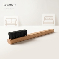 Brosse à poils en laine noire avec manche en hêtre naturel de 15 cm et 20 cm, pour nettoyer la poussière des canapés, des lits et des petits objets, emballée individuellement