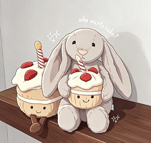 EZBABY - <span class=keywords><strong>Peluche</strong></span> de Conejo Súper Suave con Pastel de Cumpleaños, Juguete de Regalo para Niños - Product Image 2