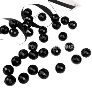 Cuentas acrílicas negras en forma de globo, 96 facetas, cuentas redondas sueltas para la fabricación de joyas - Product Image 1