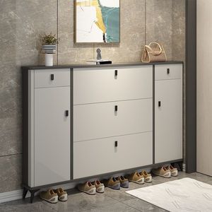 Scarpiera Moderna di Lusso Grigia con 4 <span class=keywords><strong>Ripiani</strong></span> e Cassetto in Pannello Artificiale per Casa e Ufficio - Vendita all'Ingrosso - Product Image 1
