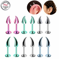 Piercing d'oreille Freya en titane ASTM-F136, style conique à pointe diabolique, pour hélix, tragus, cartilage, bijou de piercing multicolore
