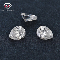 Pierre de moissanite en vrac de forme poire, couleur D, clarté VVS, SICGEM, pour pierres centrales de bijoux