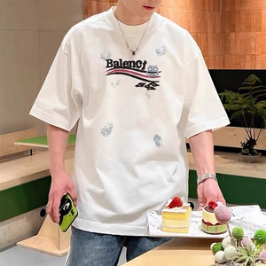 Tùy Chỉnh 250gsm Nặng 100% Hữu Cơ Bông Thư In Giản Dị Phổ T-Shirt Quá Khổ Sang Trọng Vòng Cổ Áo Phông Bán Buôn - Product Image 6