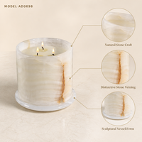 Support de bougie en onyx naturel et jade, récipient de luxe en pierre pour bougies, idéal pour la décoration de la maison, de la chambre et du salon, vente en gros