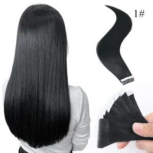 New Invisible Natural Injection Tape In Hair Extensions Human Seamless Hand Tied Double Drawn Pu Skin Weft Tape In Dark Color