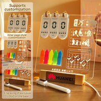 Calendrier de bureau en acrylique personnalisable, tableau de messages effaçable avec lumière nocturne lumineuse, décoration de calendrier lumineux