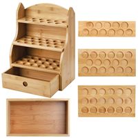 Boîte de rangement pour huiles essentielles, 46 emplacements, présentoir à vernis à ongles avec tiroir, bambou, 3 niveaux, rangement pour huiles essentielles