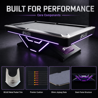 Table de billard professionnelle de compétition 9FT 9-Ball avec plateau en ardoise, coussinets en caoutchouc K55 et structure robuste en acier de 30 mm d'épaisseur