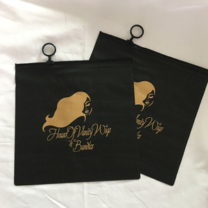 Custom Black Matte PVC Zipper Bag with Ring Pull Closure Gold Logo Printing for Apparel Cosmetic Packaging OEM - Product Image 3