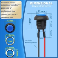 5pcs 12mm interrupteur à bouton-poussoir momentané 1/2 \ "trou de montage Mini étanche vert avec fils 12V pré-soudés PBS-33B-G-X marche-arrêt